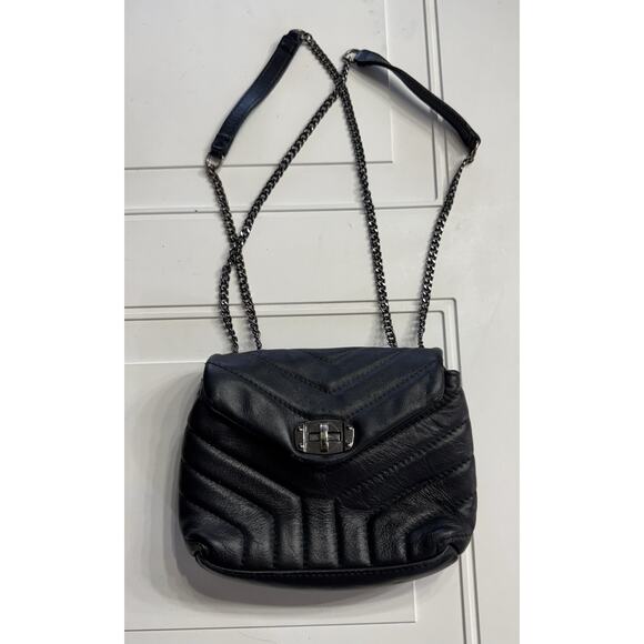 Divina Firenze Handbags - Divina Firenze Leather Two Way Elegant Black Quilted Shoulder Crossbody Bag